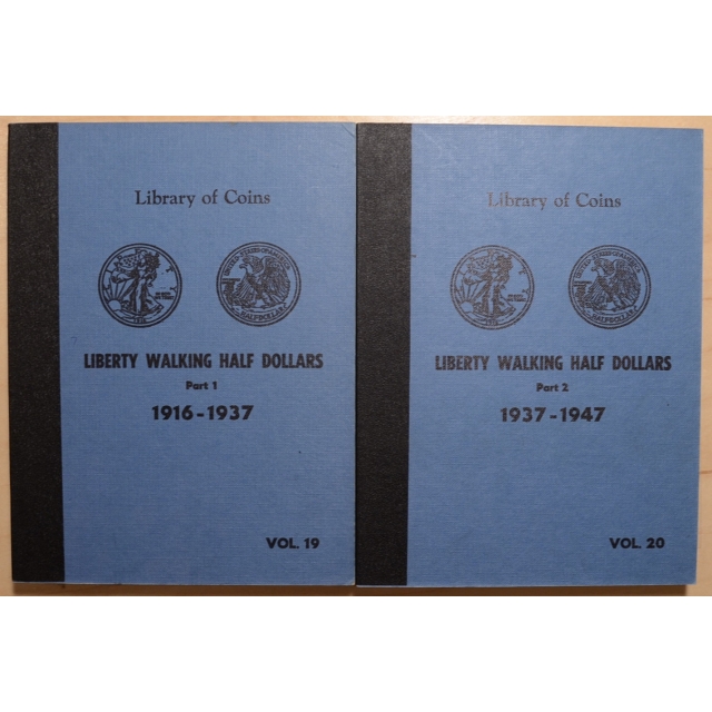 Library of Coins Volumes 19 and 20, Liberty Walking Half Dollars, Part 1 (1916-1937), Part 2 (1937-1947), Complete Album Set
