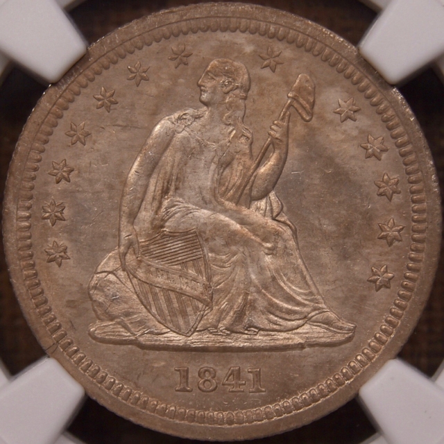 1841-O B.2/C Double Die Obverse Seated Liberty Quarter NGC MS62, New Orleans Bank Find