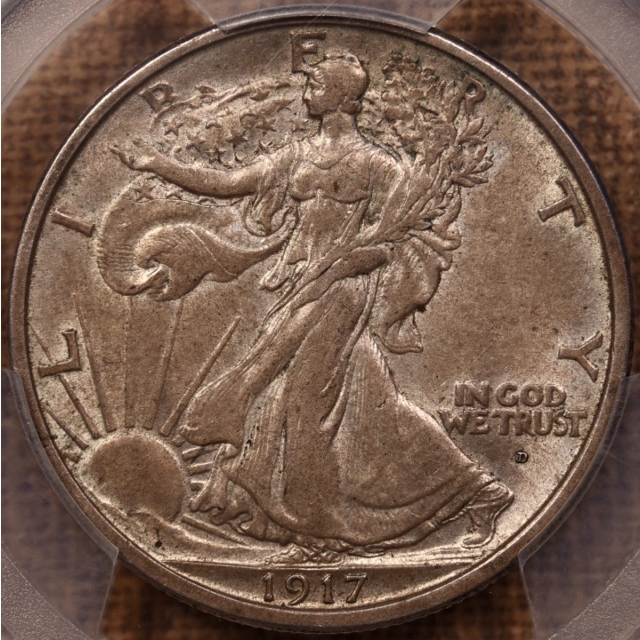 1917-D Obverse Walking Liberty Half Dollar PCGS AU55 CAC, TIAN Collection