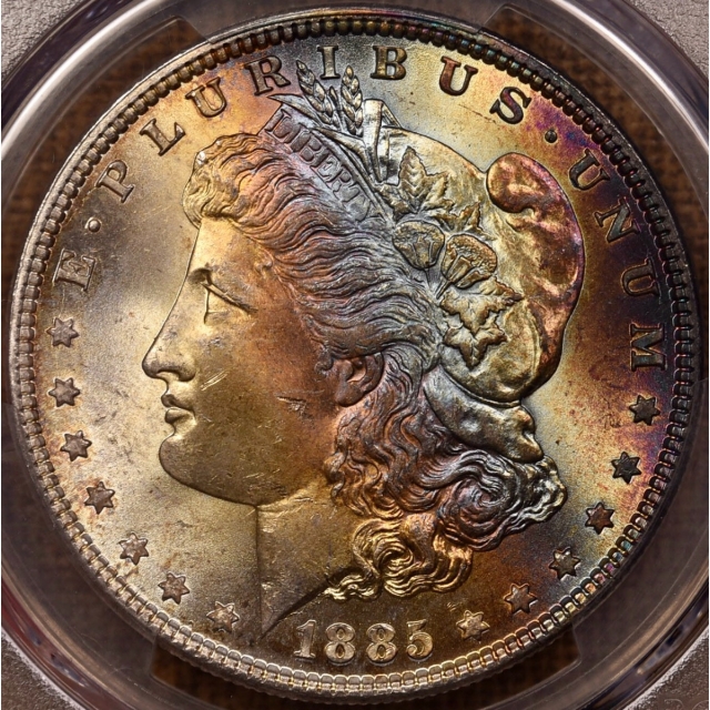 1885 Morgan Dollar PCGS MS64 CAC, Holy $#!& color!!!