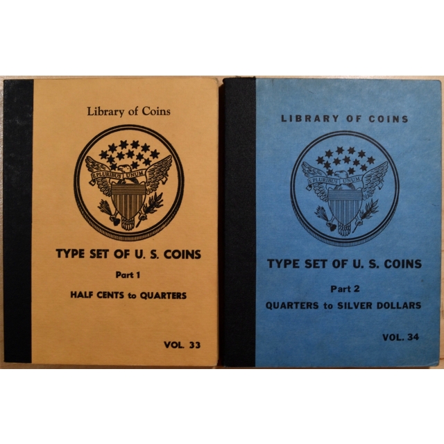 Library of Coins Volumes 33 and 34, Type Set of U.S. Coins, Parts 1 and 2 Complete (Half Cents to Silver Dollars)