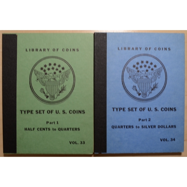 Library of Coins Volumes 33 and 34, Type Set of U.S. Coins Part 1 (Half Cents to Quarters), Part 2 (Quarters to Silver Dollars), Complete Set