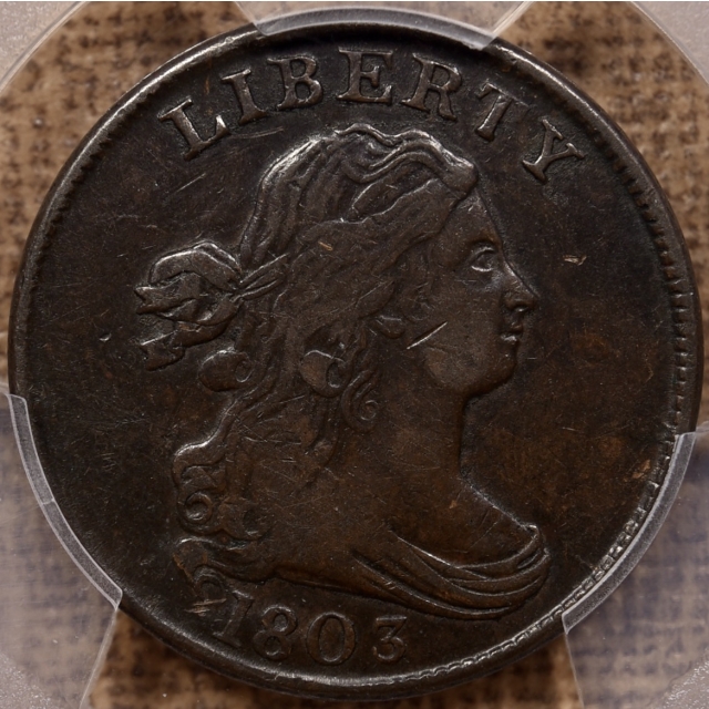 1803 C.3 Draped Bust Half Cent PCGS VF30 PQ, Manley 5.0