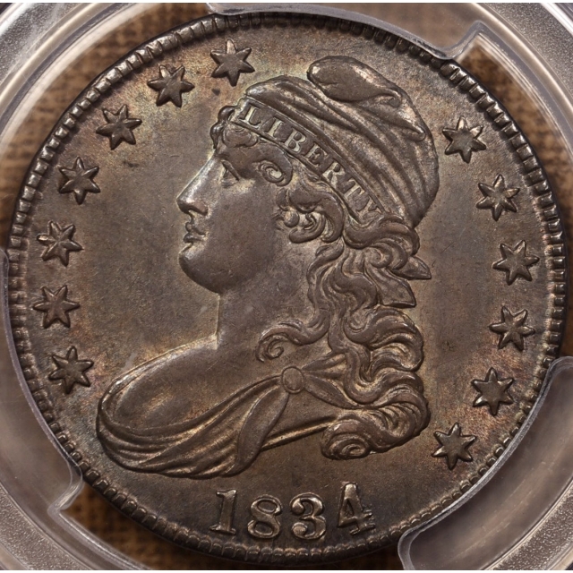 1834 O.106 Large Date, Small Letters Capped Bust Half Dollar PCGS MS62