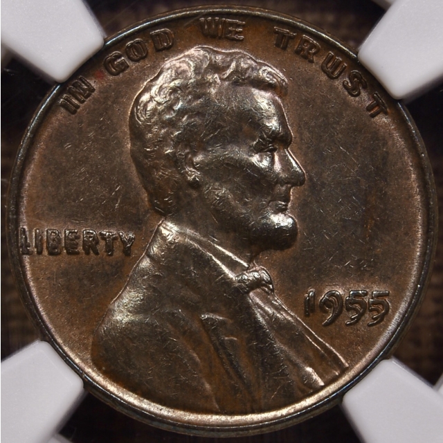 1955 DDO Lincoln Cent NGC AU55 BN CAC