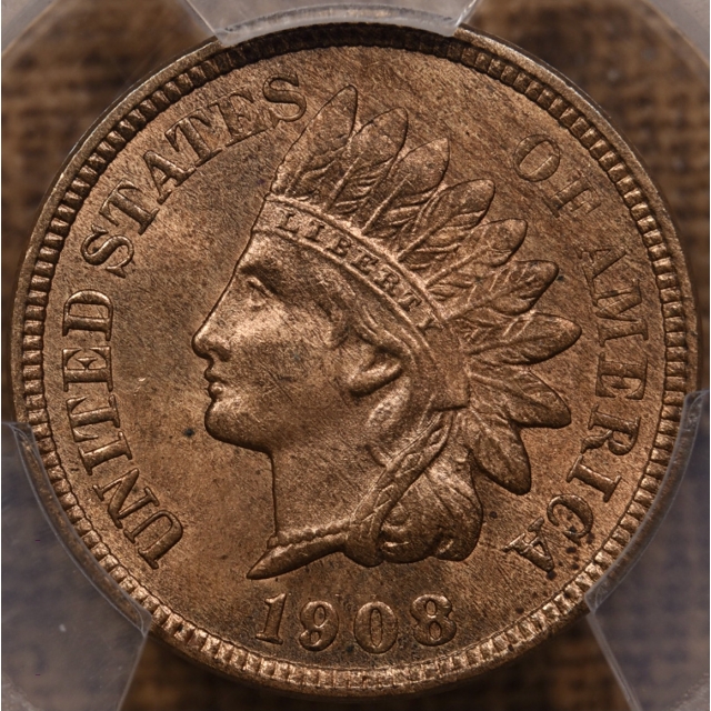 1908-S Indian Cent PCGS MS64 RB CAC