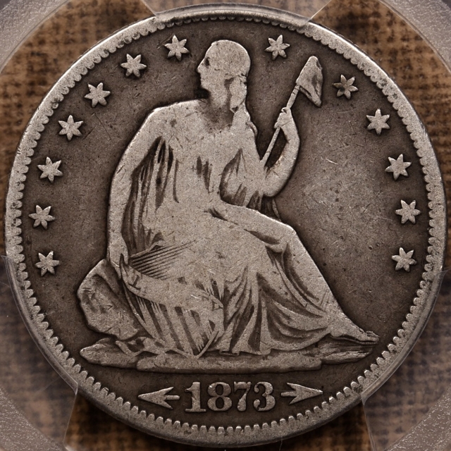 1873-CC Arrows Liberty Seated Half Dollar PCGS VG10 CAC