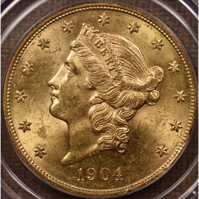 1904 $20 Liberty Head Double Eagle PCGS MS60 CAC Doily!