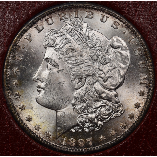 1897-S Redfield Morgan Dollar, Red MS65 holder
