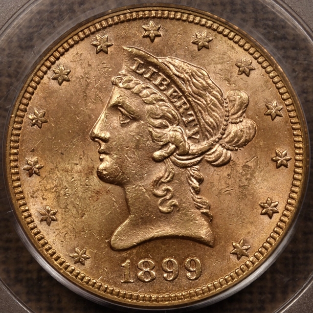 1899 $10 Liberty Head Eagle PCGS AU58 OGH