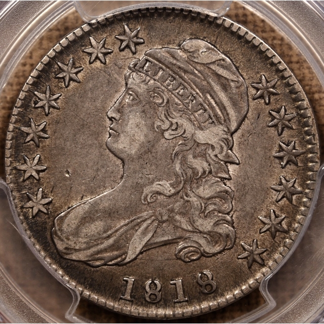 1818 O.108 Pincher 8's Capped Bust Half Dollar PCGS XF40 CAC