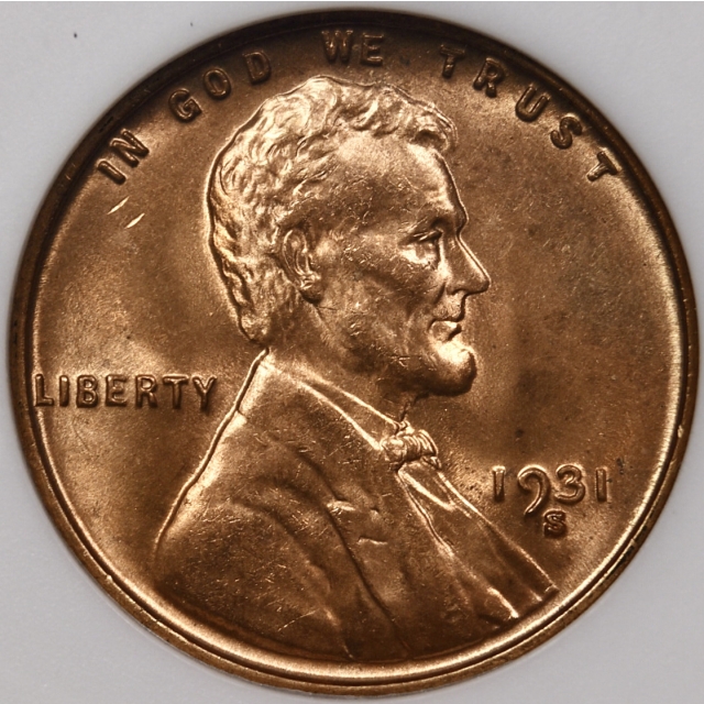1931-S Lincoln Cent old ANACS MS65 RD, 1989 Collection