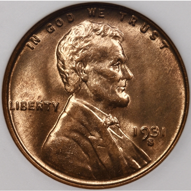 1931-S Lincoln Cent old ANACS MS65 RB, 1989 Collection