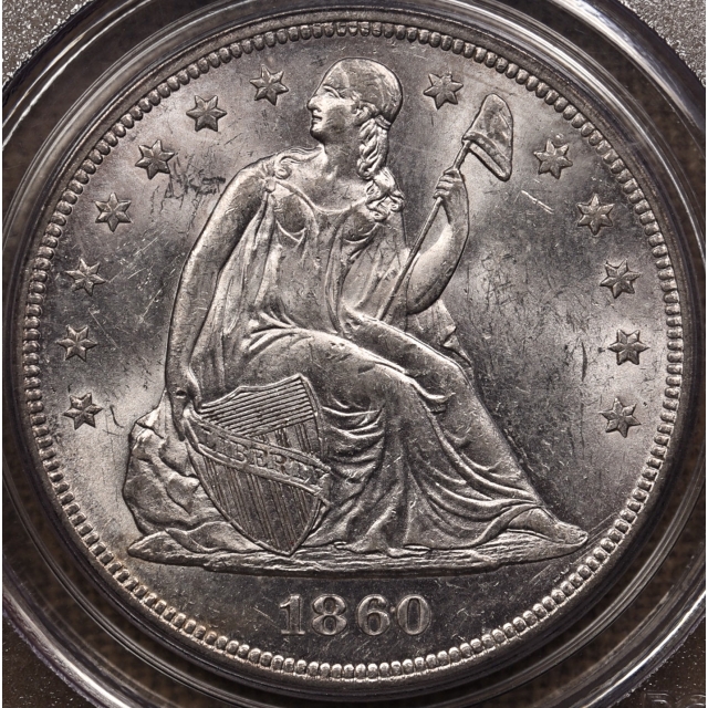 1860-O Liberty Seated Dollar PCGS MS61 CAC