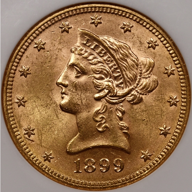1899 $10 Liberty Head Eagle NGC MS61 CAC, No-barcode Fatty