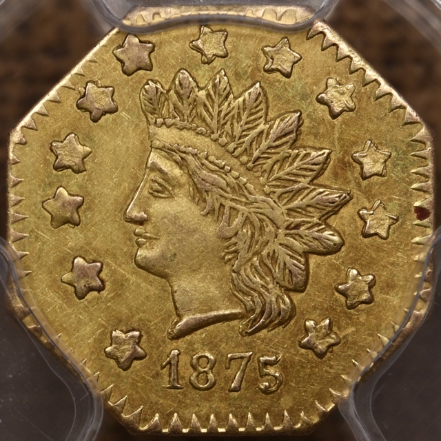 1875 BG-1127 California Fractional Octagonal Gold Dollar PCGS AU58