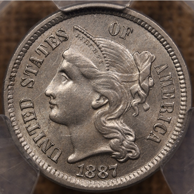 1887 Three Cent Nickel PCGS MS62 CAC