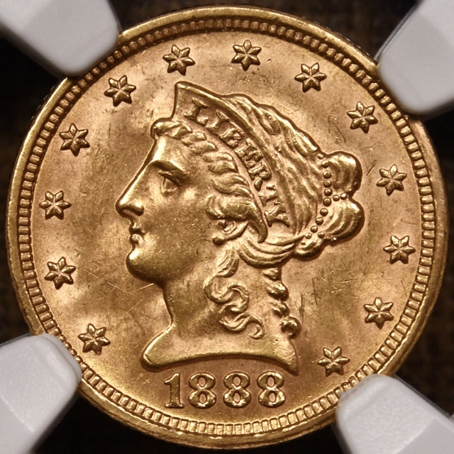1888 Quarter Eagle $2.50 NGC MS64 CAC