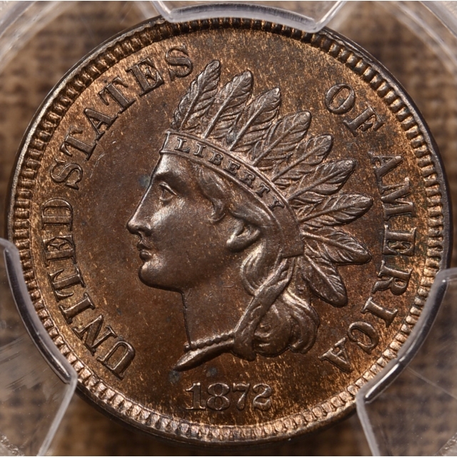 1872 FS-901 S-10e Shallow N Indian Cent PCGS MS63 BN CAC