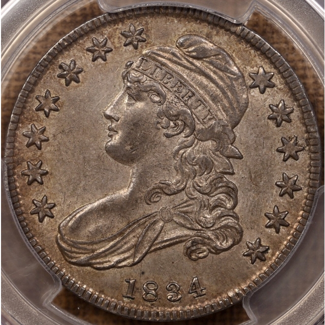 1834 O.109 Small Date, Small Letters Capped Bust Half Dollar PCGS AU55