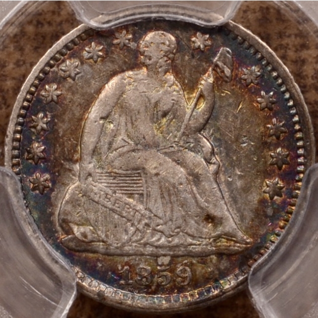 1859-O Liberty Seated Half Dime PCGS XF40, Incredible album color