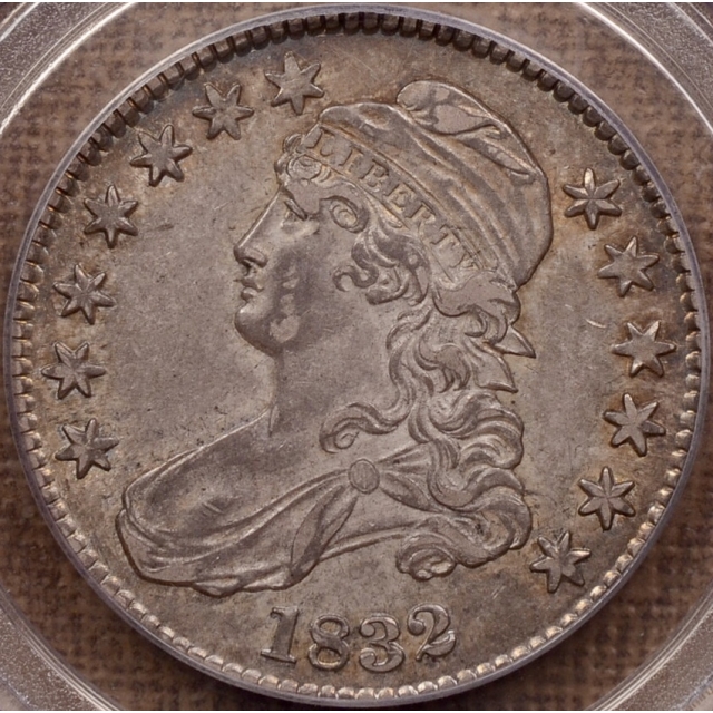 1832 O.107 Small Letters Capped Bust Half Dollar PCGS AU53 (CAC) ex. J Ross, D Kahn
