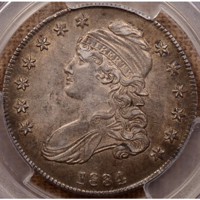 1834 O.111 Small Date, Small Letters Capped Bust Half Dollar PCGS AU58 CAC
