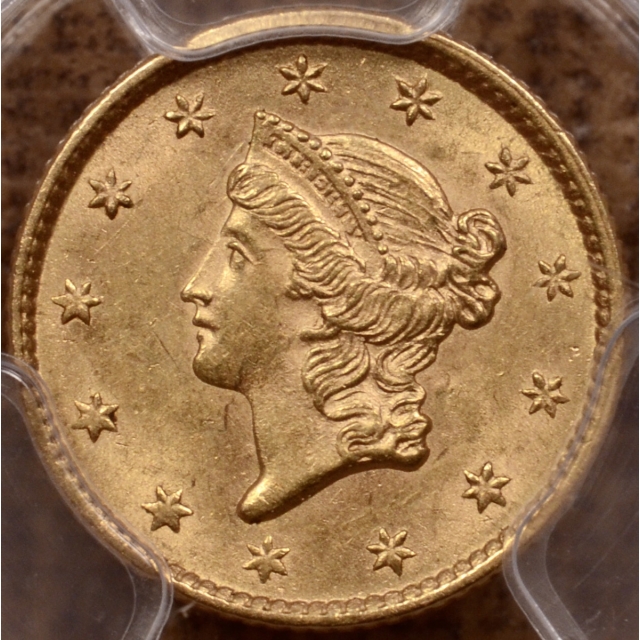 1853 Gold Dollar PCGS MS62, Western NC Hoard