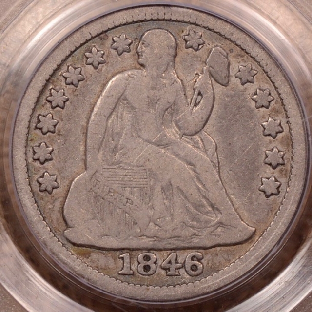 1846 Liberty Seated Dime PCGS F12