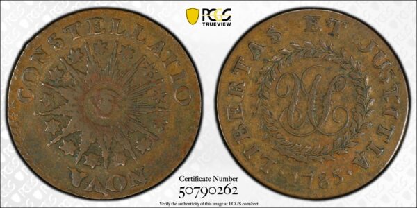 1785 Nova Constellatio 1/2P, C.3/B, W-1895 Pointed Rays PCGS XF45 - Image 3