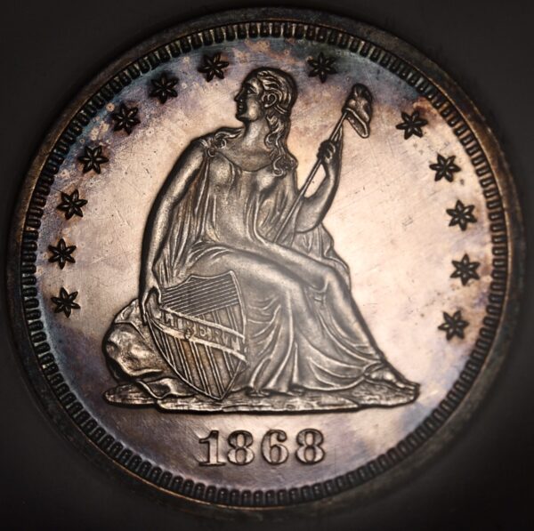 1868 Proof Liberty Seated Quarter NGC PR63 Fatty CAC - Image 3