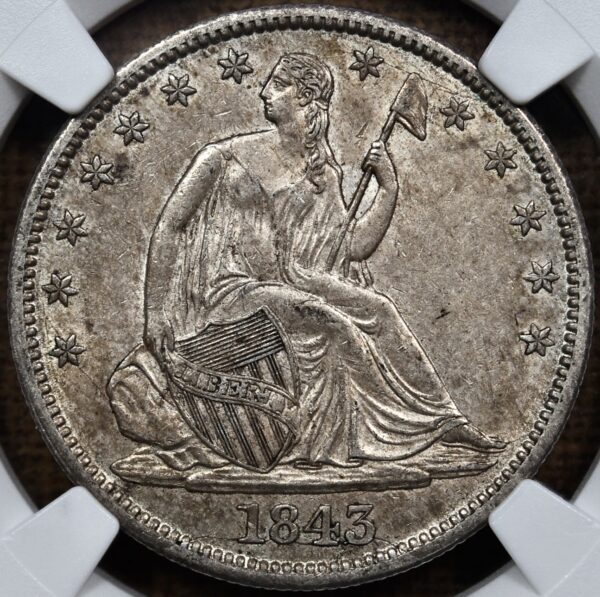 1843 WB-22 R4 Seated Liberty Half Dollar NGC AU58 CAC