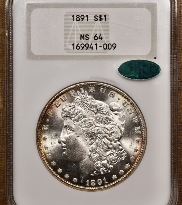 1891 Morgan Dollar NGC MS64 No-Line Fatty CAC - Image 3