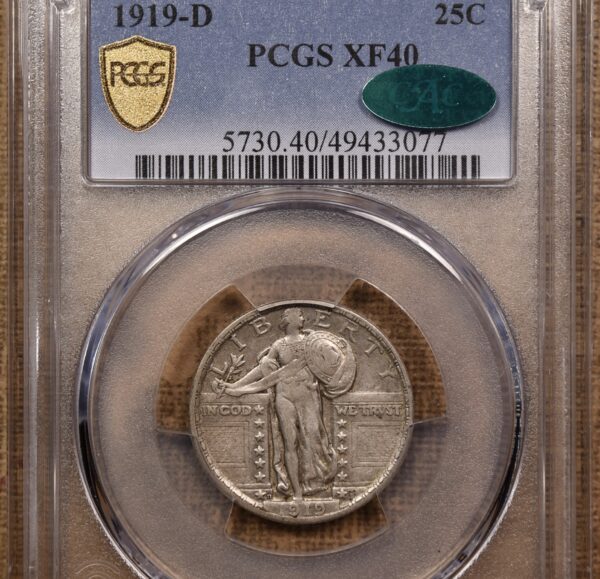 1919-D Standing Liberty Quarter PCGS XF40 CAC - Image 3