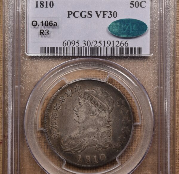 1810 O.106a Capped Bust Half Dollar PCGS VF30 CAC, ex. Brunner - Image 3