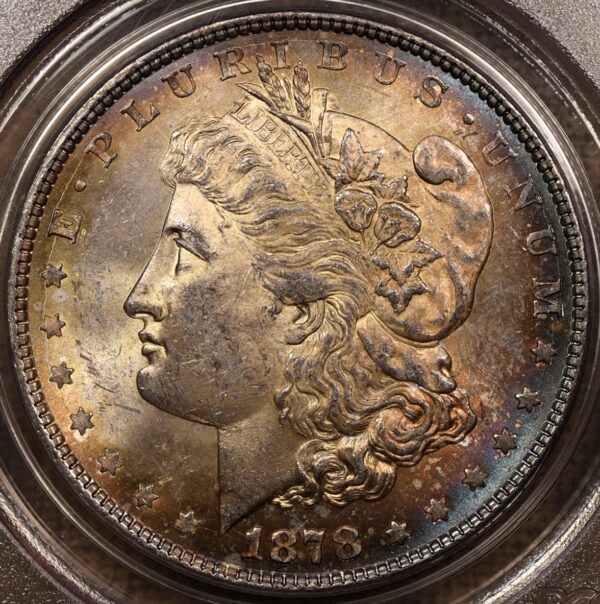 1878 VAM-12 8TF Morgan Dollar PCGS MS62 OGH Album Color!