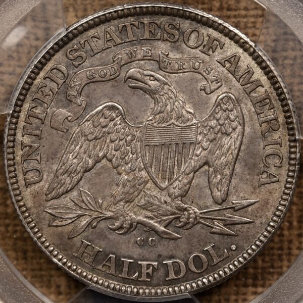 1877-CC WB-10 R4 Liberty Seated Half Dollar PCGS AU58 CAC - Image 2