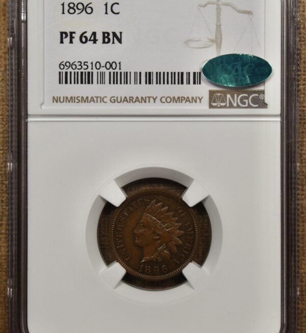 1896 Proof Indian Cent NGC PR64 BN CAC - Image 3