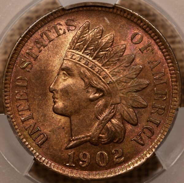 1902 S.13 1 over 1 Indian Cent CACG MS64 RB - Image 4