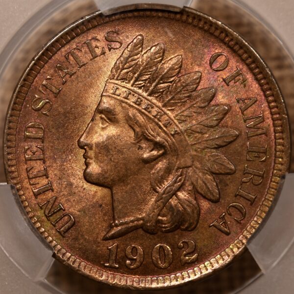 1902 S.13 1 over 1 Indian Cent CACG MS64 RB - Image 3