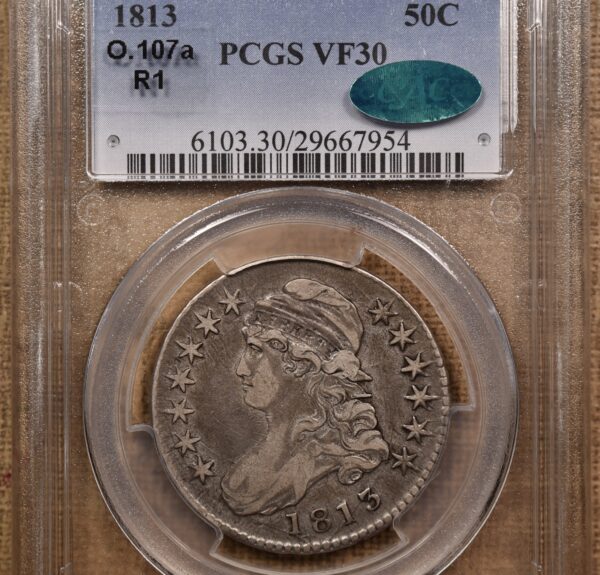 1813 O.107a Capped Bust Half Dollar PCGS VF30 CAC, ex. Brunner - Image 3