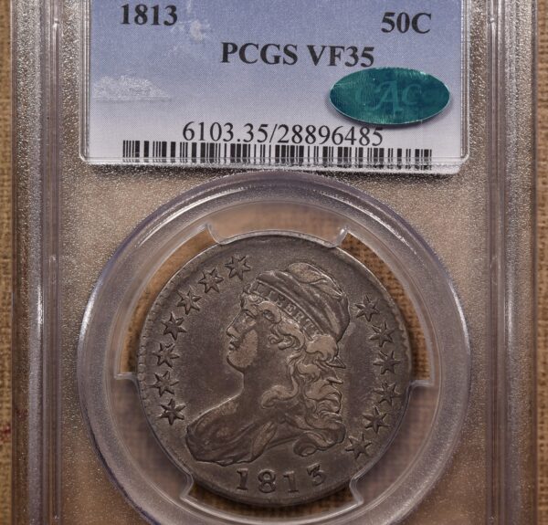 1813 O.108a R4 Capped Bust Half Dollar PCGS VF35 CAC, ex. Brunner - Image 3