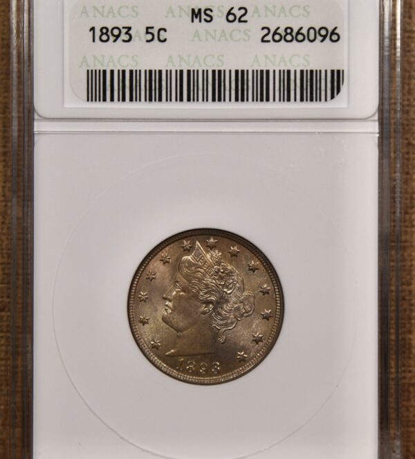 1893 Liberty Nickel old ANACS MS62 I grade Choice - Image 3