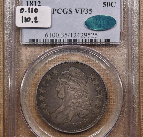 1812 O.110 Capped Bust Half Dollar PCGS VF35 CAC, ex. Brunner - Image 3