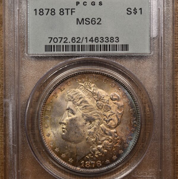 1878 VAM-12 8TF Morgan Dollar PCGS MS62 OGH Album Color! - Image 9