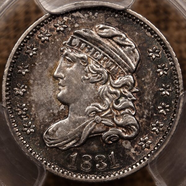 1831 LM-6 Capped Bust Half Dime PCGS AU58 CAC - Image 4