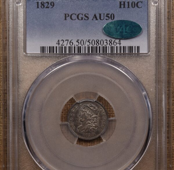 1829 LM-2 Capped Bust Half Dime PCGS AU50 CAC, ex. Revier (as NGC 55) - Image 3