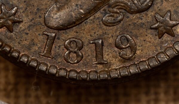 1819/(8) N.2 Small Date Coronet Head Cent PCGS MS62 BN CAC - Image 3