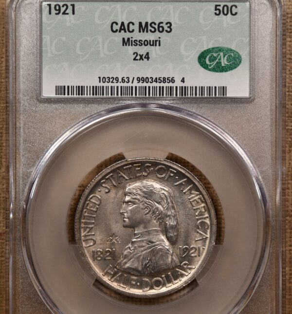 1921 Missouri 2x4 Silver Commemorative CACG MS63 - Image 3