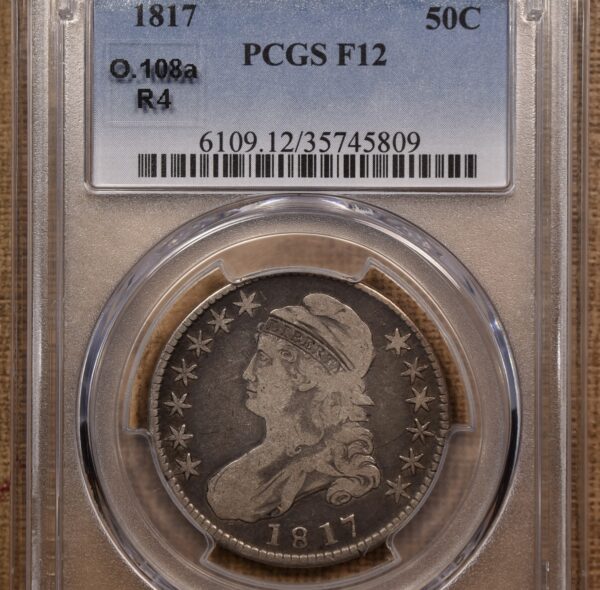 1817 O.108a R4+ Capped Bust Half Dollar PCGS F12, ex. Brunner - Image 3